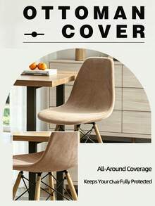 1pc, 2pcs, Solid Color Silver Fox Velvet Fabric, High-Elastic Shell Chair Cover, Nordic-Style Makeup Stool, Wear-Resistant And Scratch-Resistant, Dustproof And Stain-Resistant, Home Essentials.Suitable For Bedroom, Living Room, Dining Room, And Hotel. - Light Coffee - View 9
