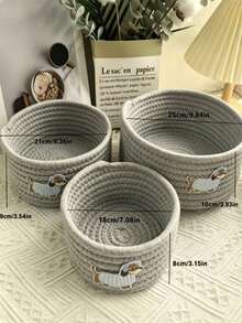 1pc/3pcs Fabric Storage Basket, Suitable For Gift Shop Toy Organization, Seaside Style Seagrass Woven Storage Basket, Bohemian Style, Applicable For Home Storage Decoration, Dorm Desk Storage, Bedside Storage - Dog Basket - View 2