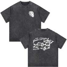 Camiseta Oversized Casual de Estilo Streetwear con Estampado de Esqueleto Forward Observations Group Vintage Washed Fog para Hombre y Mujer - Q012465-Negro - Ver 1