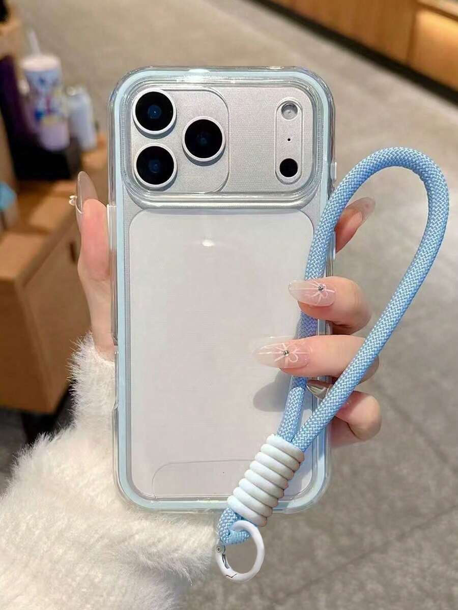 1件透明淺藍色邊框手機殼附手腕掛繩,適用於 iPhone 18 17、17 Pro Max、17 Air、17、16 Pro Max、16 Pro、16 Plus、16、15 Pro Max、15 Pro、15 Plus、12 Pro Max、12 Pro、12/11,適合女生,可作為禮物送給親友、同學、好朋友 - 淺藍色 - 查看 1