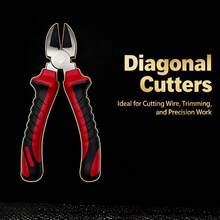 6 Inch Red & Black 3 PiecesPliers Set | Needle Nose Pliers + Diagonal Pliers + Wire Cutter Multi-Purpose Industrial Grade Pliers | Non-Slip Handle, Hardened Pliers, Wire Cutter, Suitable For Automotive Repair, Electrical Work And Home Use. - 6-inch Pliers 3-piece Set - View 9