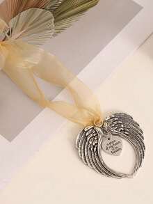 1pc Angel Wings Christmas Decoration, Bell-Shaped Memorial Ornament, Commemorating Lost Loved One, Stainless Steel Angel Wings Christmas Tree Decor Gift Box Home Hanging Ornament (Mom) Heart-Shaped Wings Design Hanging Decor, Zinc Alloy Home Decor Halloween Decoration Christmas Decoration Room Decor - Multiple Styles - View 4