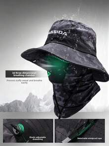 HASIDA Fishing Bucket Hat Set UV Sun Protection Large Brim Multi-Function Outdoor Lure Fishing Kit With Cooling Arm Sleeves Neck Gaiter - Washcloth - View 5