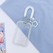 Transparent Matte Style Soft And Hard Shell Card Holder For Student ID, Bus Card, Campus Card, HP Photo Paper, Star Pendant With Retractable Spring Coil Star Pendant, Multi-Purpose Bag Keychain - Vertical Style - View 10