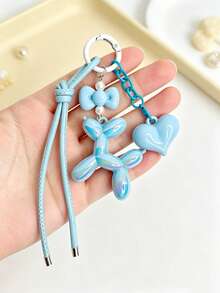 1pc Colorful Balloon Dog Keychain Pendant, Colorful Heart-Shaped Bag Charm - Multicolor - View 9