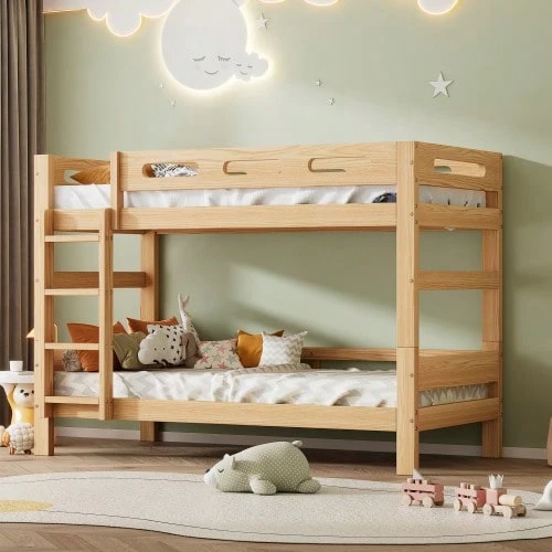 Bunk Bed For Children And Teenagers, Single Beds That Can Be Separated - Natural - View 1