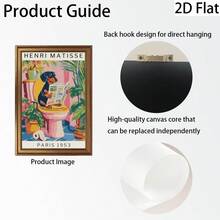1 Peça Moldura Opcional Arte de Parede Engraçada de Dachshund para Banheiro, Inspirada por Matisse, Impressão em Tela de Cachorro Excêntrico, Decoração de Arte de Parede Moderna, Pintura, Adequada para Café, Casa, Quarto, Sala de Estar, Cozinha, Banheiro, Escritório, Decoração Doméstica - Multicolorido - Visão 15