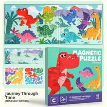 1pc Multicolor 3-In-1 Magnetic Puzzle Book, Foldable Animal Dinosaur Puzzle Game | Montessori Educational Activity | Kindergarten Fine Motor Skills Toy | Portable Travel Quiet Busy Book | Children's Cognitive Gift Toy - Multicolor - View 22