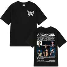 T-shirt imprimé Rapper Arcangel Album Tour 2026 pour hommes et femmes, mode été, manches courtes, décontracté, surdimensionné, en coton. - Blanc - Voir 1