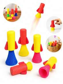 20/10/5/2/1pc Colorful Foam Rocket Launchers, Space Themed Rocket Slingshots, Interactive Flying Rocket, Mini Rocket Launcher Party Supplies, Birthday Party Favor Fillers, Carnival Prizes, Christmas & Halloween Celebration Presents(Random Color) - Multicolor - View 4