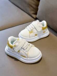 Kids' Distressed Mesh Hook & Loop Soft Sole Non-Slip Breathable Casual Skate Shoes - Yellow - View 3