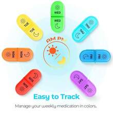 Portable Weekly Pill Organizer, Medication Storage Box, Clear Sun And Moon Icons To Prevent Missed Doses, Compact Pill Box, Easy Open And Close Design, Waterproof And Moisture-Proof, Suitable For Travel, Office And Christmas Gift - one-size - View 10
