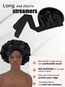 Bonnet de nuit de luxe en polyester, paquet de 1, avec lien réglable - Bonnet de protection des cheveux léger, confortable toute la nuit, parfait pour les cheveux longs, les cheveux bouclés ou les tresses - Accessoire de salle de bain premium, à la mode et confortable, produit de soin des cheveux nocturne unisexe. - Multicolore - Voir 4