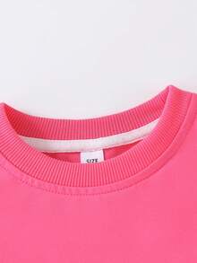 2pcs Girls Outfit, Bow Print Sweatshirt And Flare Pants, Soft Fabric Casual Streetwear - Hot Pink - View 5