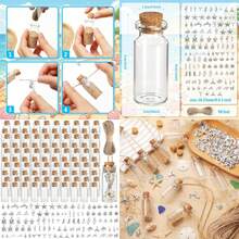 100 Sets DIY Mini Glass Bottle With Cork Stoppers And Ocean Decorative Pendant Nautical Necklace Ornaments Message Bottle Message In Wish Jar Kit For Beach Party Wedding Baby Shower Decor - Colorful - View 9