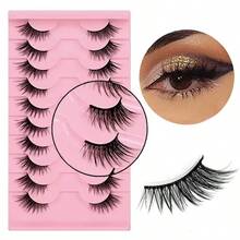 10 Pasang Ekstensi Bulu Mata Cat Eye Alami dengan Garis Hitam, Cocok untuk Riasan Sehari-hari dan Kencan - Hitam - View 1