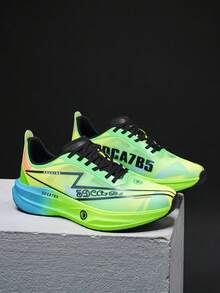 Men's Road Running Shoes, Lightweight & Breathable, Thick Sole With Rebound, Lace-Up Running Shoes Suitable For Jogging, Fitness, Marathon Long-Distance Running - Fluorescent Green - View 6