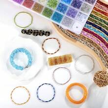 Multicolor Glass Bugle Beads Small Seed Beads Set 40 Compartment Organizer Box Multicolour Loose Beads For DIY Hand Embroidery, Woven Bracelets, Brooch, Jewelry Making Accessories - Multicolor - View 6