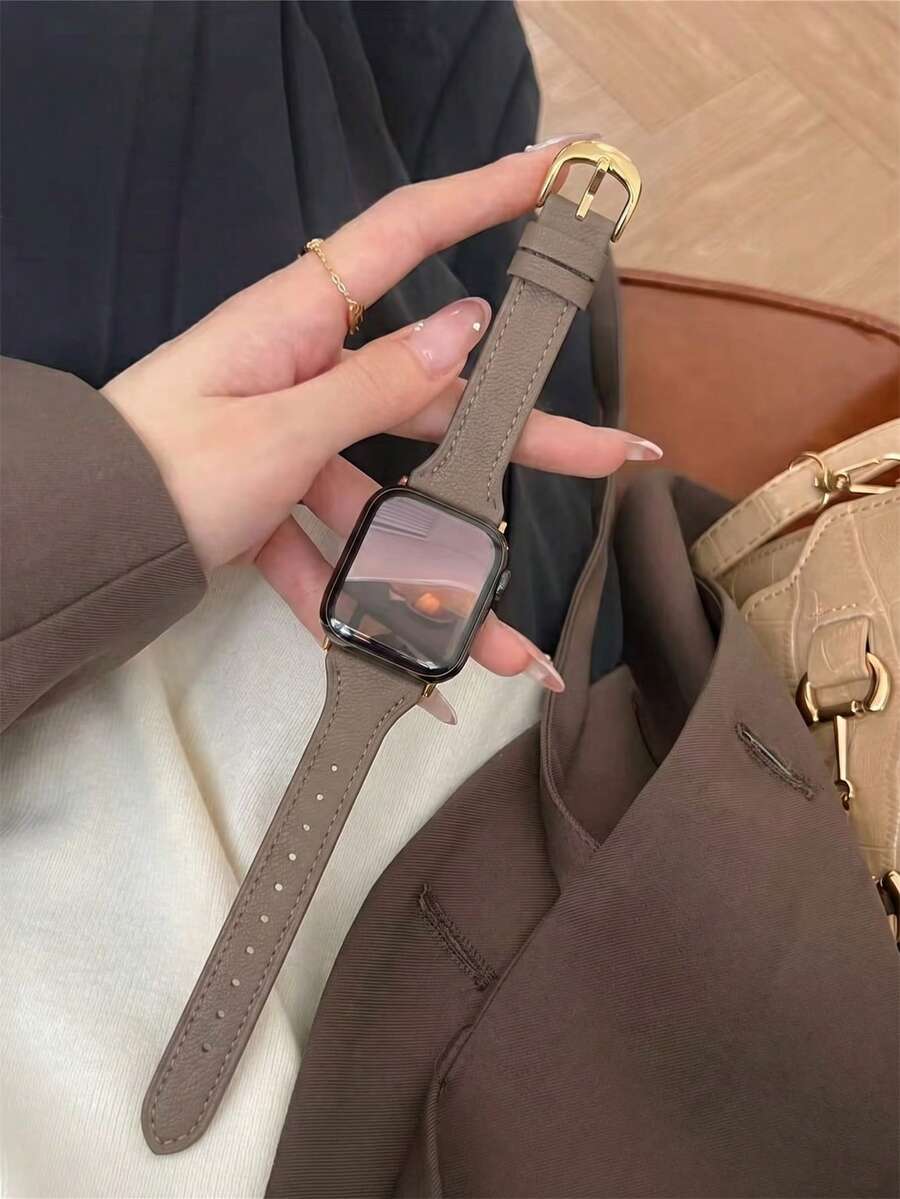 客製化柔軟人造皮革錶帶,適用於 女款運動系列,尺寸 38mm、40mm、41mm、42mm、44mm、45mm、46mm、49mm,相容於 Series 10/%/8/7/6/5/4/3/2/1 SE Ultra - 灰小蠻腰 - 查看 1