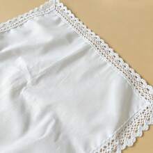 33.5cm Thin White Square Handkerchief With Handmade Lace Edge, 3/6pcs Unisex Pocket Square, Wedding Keepsake Gift - White - View 6