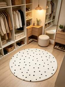 1pc Classic Black And White Polka Dot Pattern Decorative Rug, Suitable For Party Decor, Enhances Home Style, Essential Decoration To Add Holiday Charm, Applicable For Bedroom, Living Room, Dining Room, Bathroom And Entryway, Plush Rug, Thickened Rug, Thick Rug, Furry Rug, Autumn/Winter Rug, Thickened Rug, Living Room Rug, Rug, Living Room Area Rug, Area Small Rug, Mat, Home Decor - Multicolor - View 5