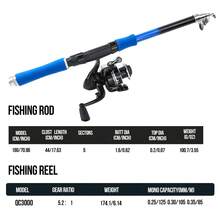 KecchKrezing Blue Travel Fishing Set, Telescopic Fishing Rod And Spinning Reel With Hard Baits, Complete Fishing Tackle Bag, Beginner Camping Gear - Blue - View 4
