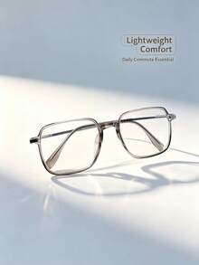 Minimalist Metal Splice Large Frame Glasses, Multi-Color Transparent Frame Eye Protection Anti-Radiation Computer Glasses, Cool Tone Transparent Square Frame No-Makeup Glasses, Lightweight Daily Commute Eye Protection Glasses, Versatile Multi-Color Large Frame Face-Slimming Glasses, Lightweight Student Office Eye Protection Glasses Frame - Multicolor - View 5