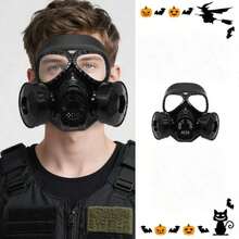 1pc Halloween Costume Gas Mask, Mad Max Apocalypse Zombie Gas Mask, Real-Life CS Field Combat Gear, Full Face Protection Seal Team Gas Mask, Party Decoration Mask (Decorative Mask, No Anti-Virus Function) - View 3
