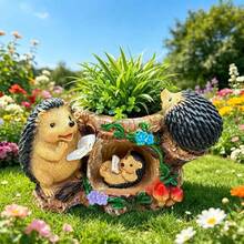 Resin Hedgehog Garden Stake Planter, Outdoor Garden Decor, Perfect Gift For Decorating Garden Lawn And Yard - A - View 2