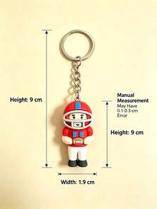 1/5pcs 3D PVC Football Player Keychain, Cute Rugby Athlete Doll Key Ring, Car Key Backpack Bag Pendant Decor Gift For Sports Fans - Multicolor - View 5