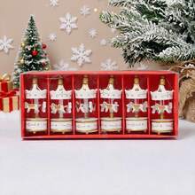 1 Pure White Carousel (6 Pieces Per Box) Wooden Christmas Tree Storage - One Pure White Carousel (6 Cars Per Box) - View 4