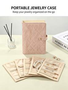 KYPHIREL Portable PU Leather Jewelry Storage Book Jewellery Binder, Luxury Jewelry Organizer Roll, Small Anti Oxidation Jewelry Storage Bag, Large Capacity Loose-Leaf Jewelry Packaging Box, Organizer Bag For Daily Jewelries Earrings Rings Necklace - Multicolor - View 3