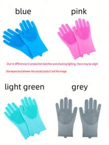 Pet Grooming Gloves Heat-Resistant Dog Bathing Gloves High-Density Tooth Comb Enhanced Five-Finger Design Silicone Bath Brush Suitable For Dog And Cat Bathing Massage, Essential For Cat And Dog Bathing, Cat And Dog Grooming Supplies - Multicolor - View 9
