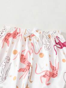 Women's Animal Print Satin Long Sleeve Long Pants Pajama Set - Champagne - View 8