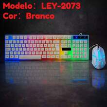 Teclado Gamer RGB Branco Membrana Silenciosa | LED Iluminado Antighosting | USB Alta Performance  PC Notebook - teclado+mouse branco - Visão 11