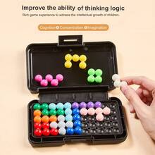 Bead Building Block Game, Suitable For Multi-Player Tabletop Game, Thinking Game, 3D Building Block Game, Educational Puzzle Game, Boys Toy, Girls Toy - Black - View 2