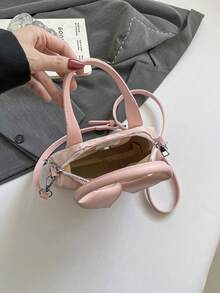 女款時尚通勤極簡小包，純色高級質感斜挎單肩手提包 - 粉色 - 查看 8
