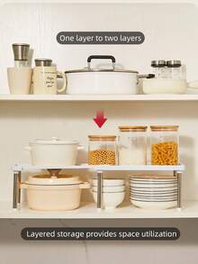 1 paquete Estante de almacenamiento retráctil para cocina, estante de almacenamiento desmontable y expandible, organizador multifuncional debajo del fregadero, divisor de gabinete, estante de almacenamiento para armario, estante de baño, estante ajustable compacto que ahorra espacio, adecuado para cocina, sala de estar, - Multicolor - Ver 8