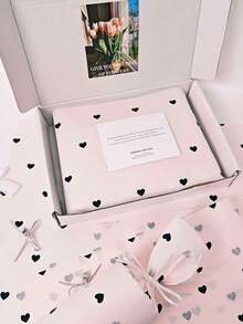 30/45/60/100pcs Pink & Black Heart Pattern Tissue Paper, Suitable For DIY Crafts, Party Favors, Bouquet Wrapping, Clothing Packaging And Birthday Gift Decoration - Black Heart Foundation - View 1