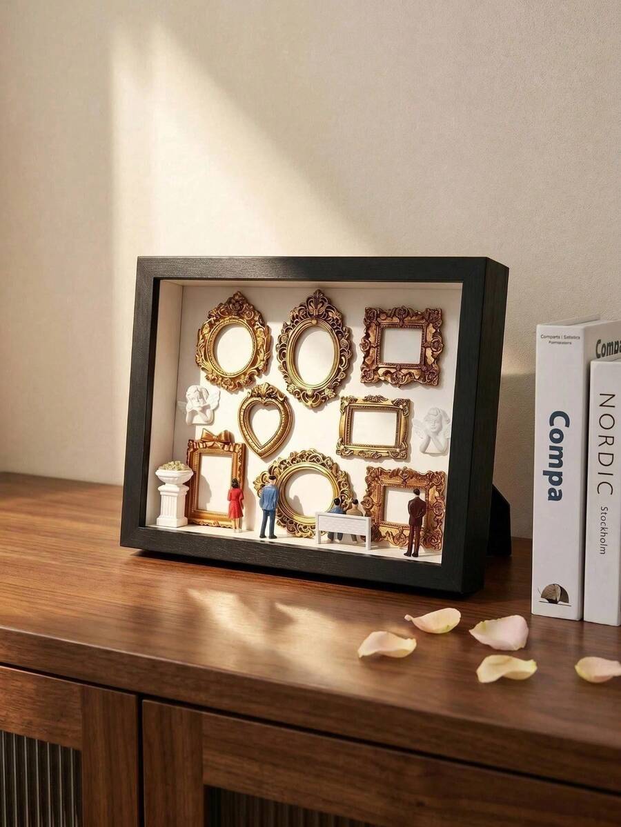 1 Set DIY Mini Museum Shadow Box - Celebrate Your Precious Memories In A Unique Way Through A Customizable Shadow Box Frame Kit, Including Photo Display And Miniature Figurines, Personalized And Distinctive Decorative Keepsake.
