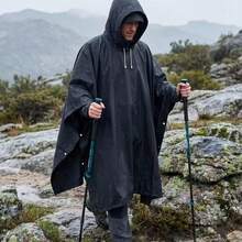 Long Hooded Raincoat Rain Cape, Unisex, Cycling, Camping, Hiking, Multi-Functional Rain Gear - A - View 4