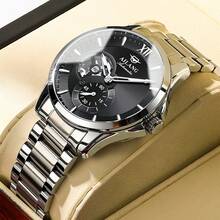 1pc Men's Waterproof Luminous Mechanical Watch, Hollow Tourbillon Dial, Fashion Business Style, Suitable For Christmas, Back To School, Father's Day, Student Gift - Black - View 1