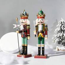 1pc 30CM Wooden Nutcracker Soldier Puppet, Vintage Christmas Decorative Figurine, In Stock - 1PC - View 3