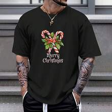 Christmas Candy Canes T-Shirt - 180gsm Cotton, Unisex Holiday Party Tee - 款式 - 查看 1