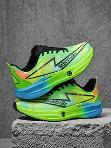 Men's Road Running Shoes, Lightweight & Breathable, Thick Sole With Rebound, Lace-Up Running Shoes Suitable For Jogging, Fitness, Marathon Long-Distance Running - Fluorescent Green - View 5