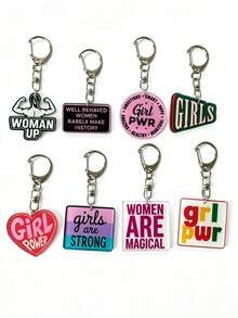 1pc/4pcs Positive Energy Girl Power Series Keychain, Faith Pendant, Backpack Accessory, Bag Charms Decoration, Gifts For Family, Friend, Colleague - Multicolor - View 5