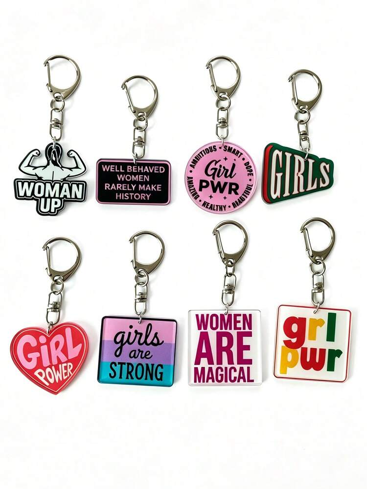 1pc/4pcs Positive Energy Girl Power Series Keychain, Faith Pendant, Backpack Accessory, Bag Charms Decoration, Gifts For Family, Friend, Colleague - Multicolor - View 5