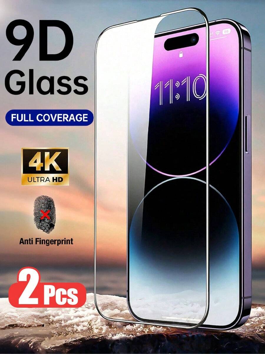 CASECOPS 2pcs Ultra HD 9D Tempered Glass Full Screen Protector, Compatible With IPhone 18 Pro Max/18 Pro/18/17 Pro Max/17 Pro/17 Air/17/17e/16 Pro Max/16 Pro/16e/15 Pro Max/14/13 Mini/12/11/X All Series, Full Coverage 9H Tempered Glass, Seamless Support For Dynamic Island Function, Scratch-Resistant, Shockproof, Waterproof, Smooth Touch, Anti-Fingerprint, Essential Daily Phone Protection Accessory