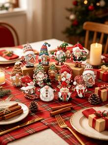 36pcs/24pcs/12pcs Creative Wooden Santa Claus Decorative Hanging Ornaments, Christmas Tree Decoration Wooden Sign Set, Perfect For Christmas Decoration - A - View 2