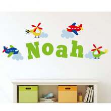 Custom Airplane Name Wall Decal Personalized Aviation Sticker Boy Room Playroom Decor(Sticker Only) - Multicolor - View 3